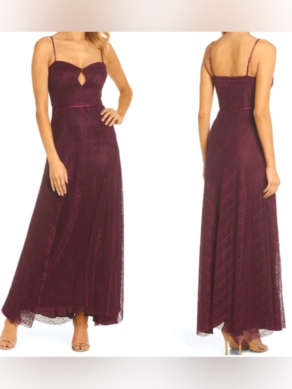 Jill Stuart Eliza Dress Size 8 Wine Red Floral Lace  Cutout NWT